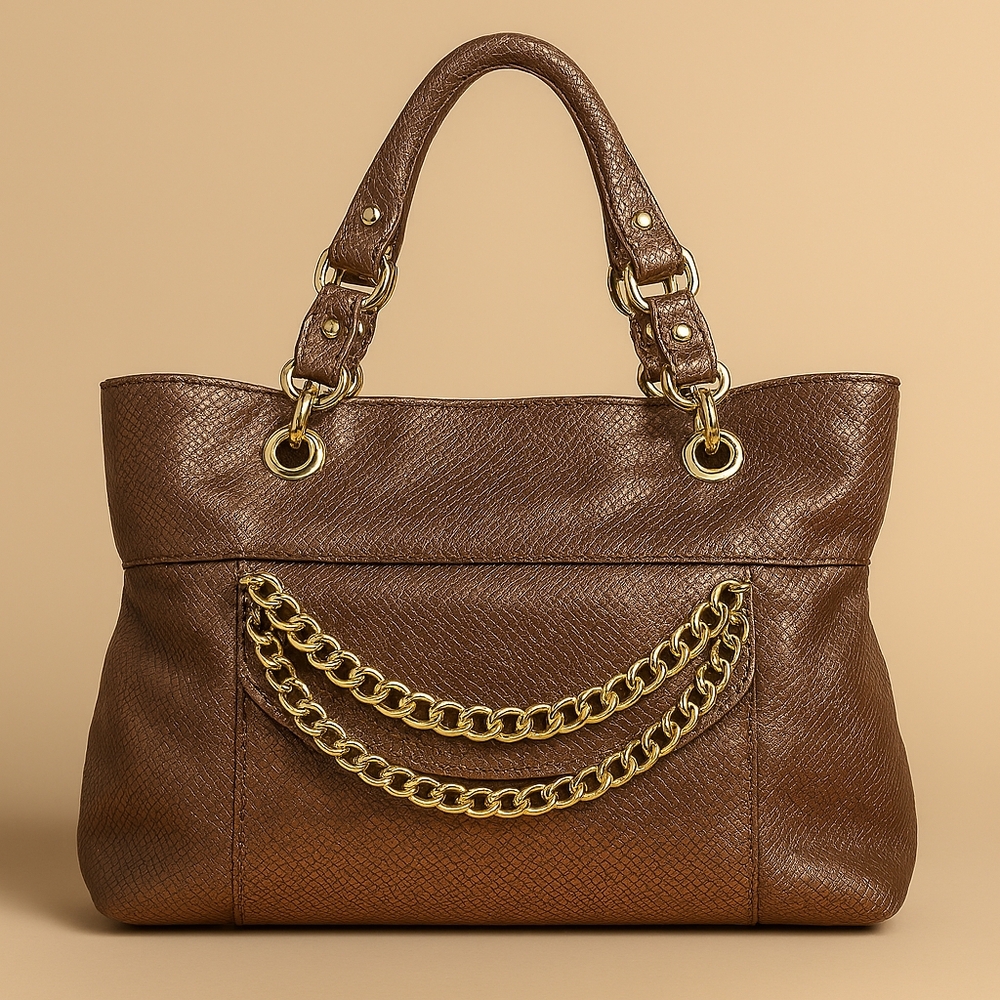 Unused Elaine Turner Metallic Python-Embossed Sat… - image 1